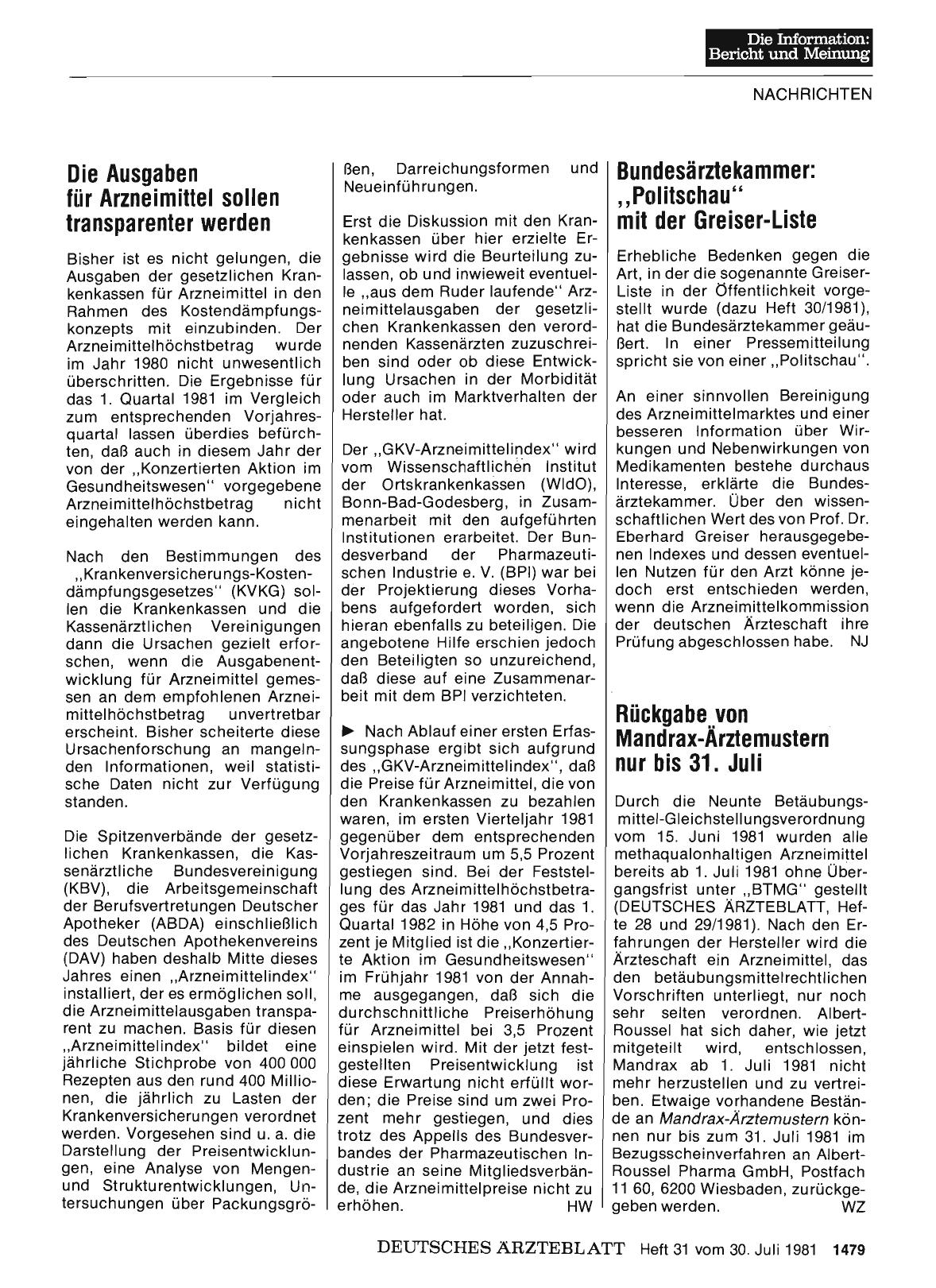 Vorschauseite 1: Die Ausgaben für Arzneimittel sollen transparenter werden