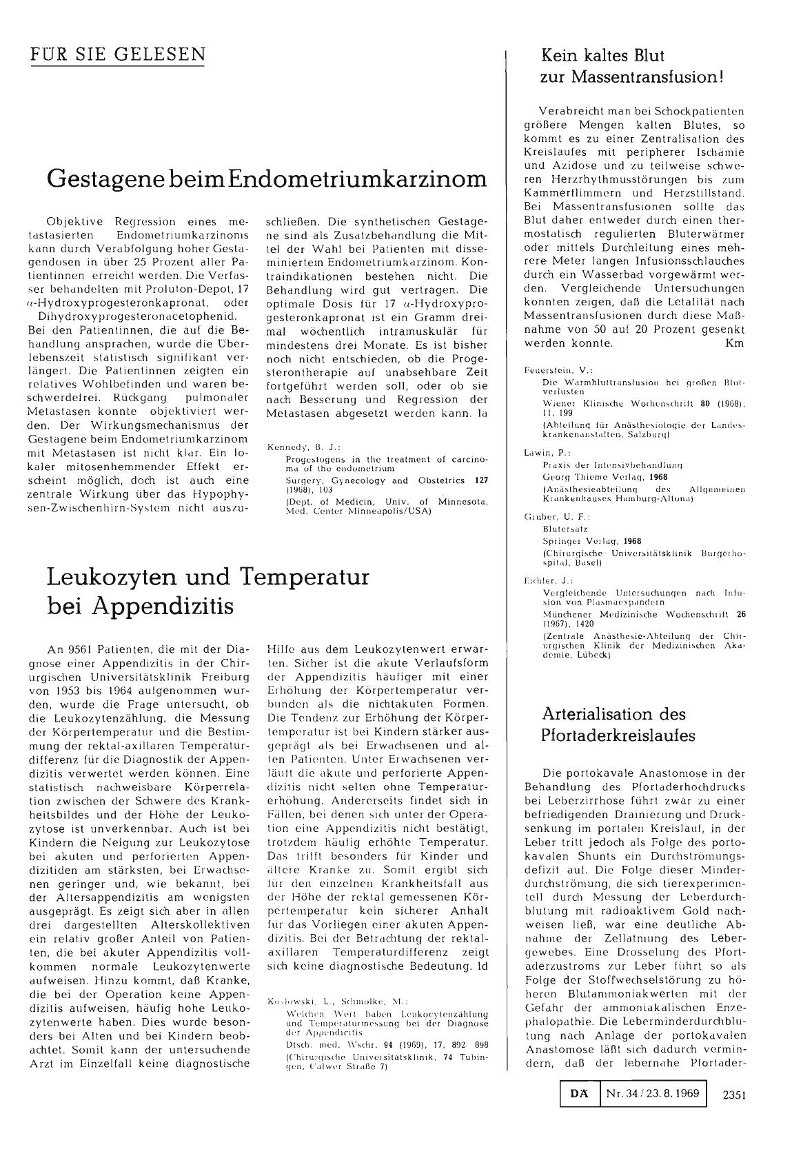 Vorschauseite 1: Kein kaltes Blut zur Massentransfusion!