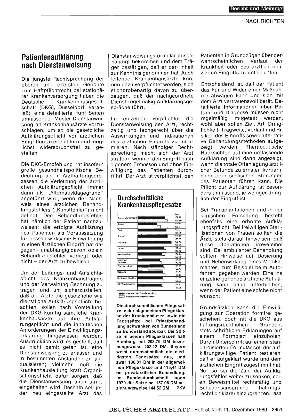 Vorschauseite 1: Durchschnittliche Krankenhauspflegesätze