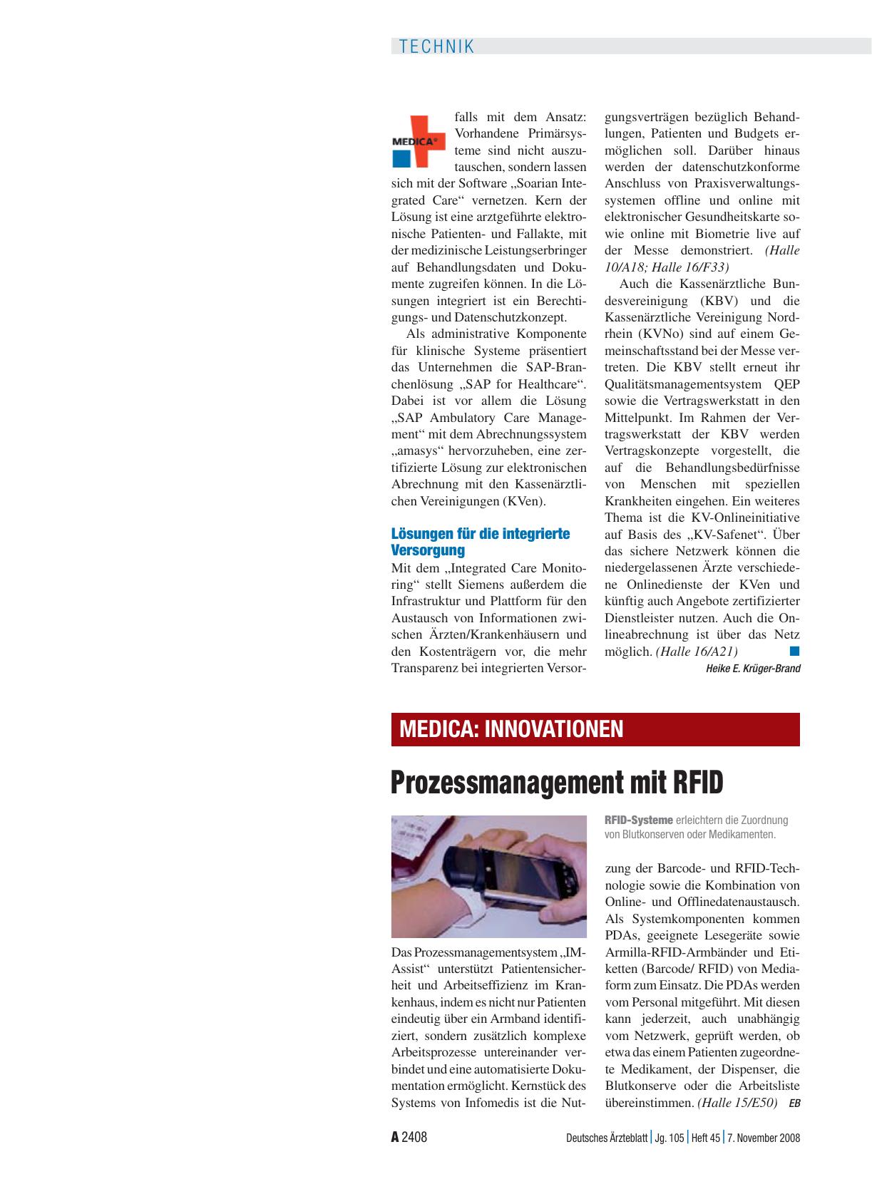 Vorschauseite 1: Medica: Innovationen – Prozessmanagement mit RFID