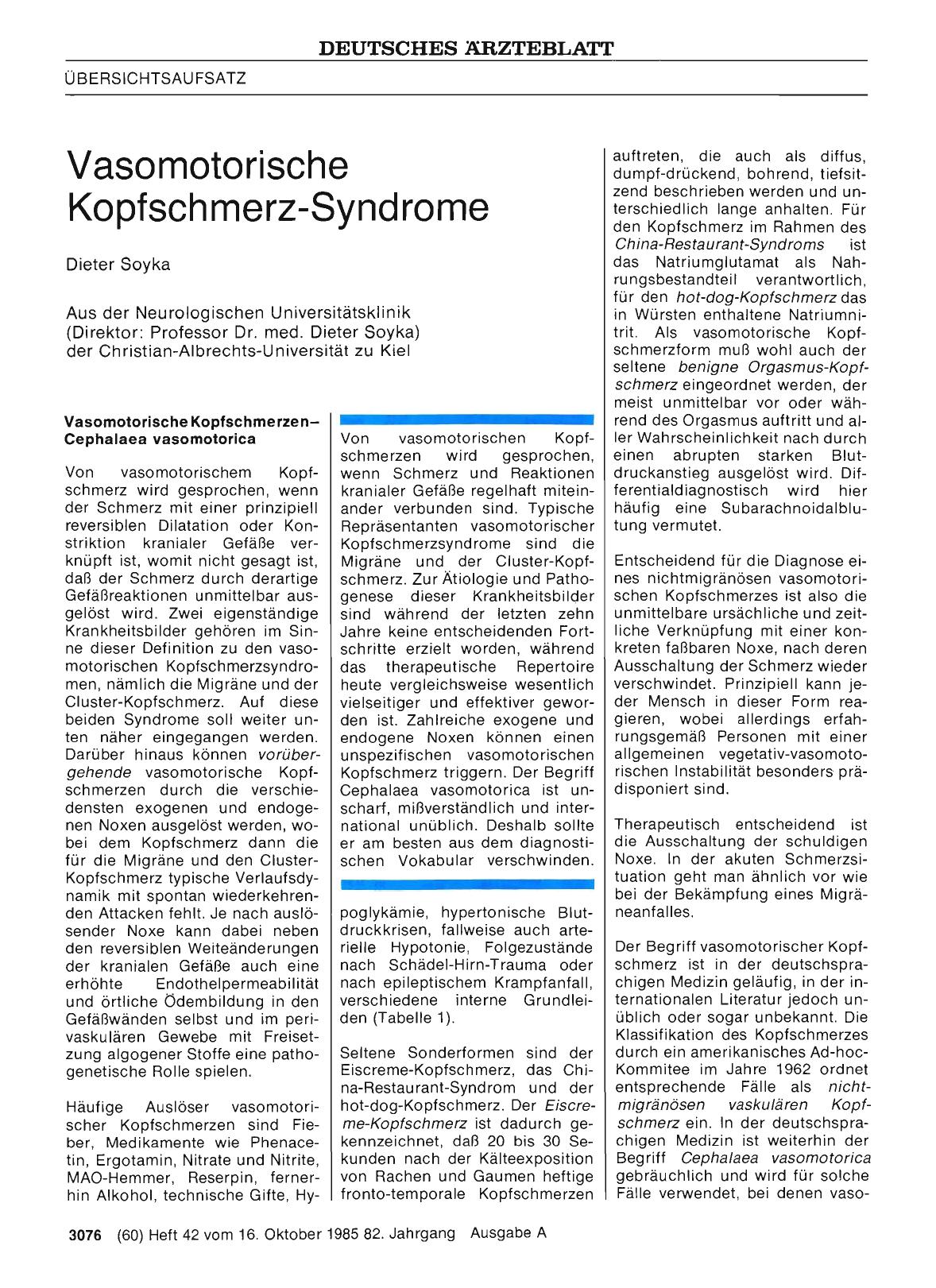 Vorschauseite 1: Vasomotorische Kopfschmerz-Syndrome