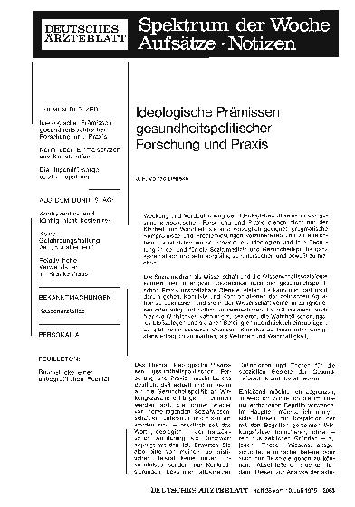 Vorschauseite 1: Ideologische Prämissen gesundheitspolitischer Forschung und Praxis
