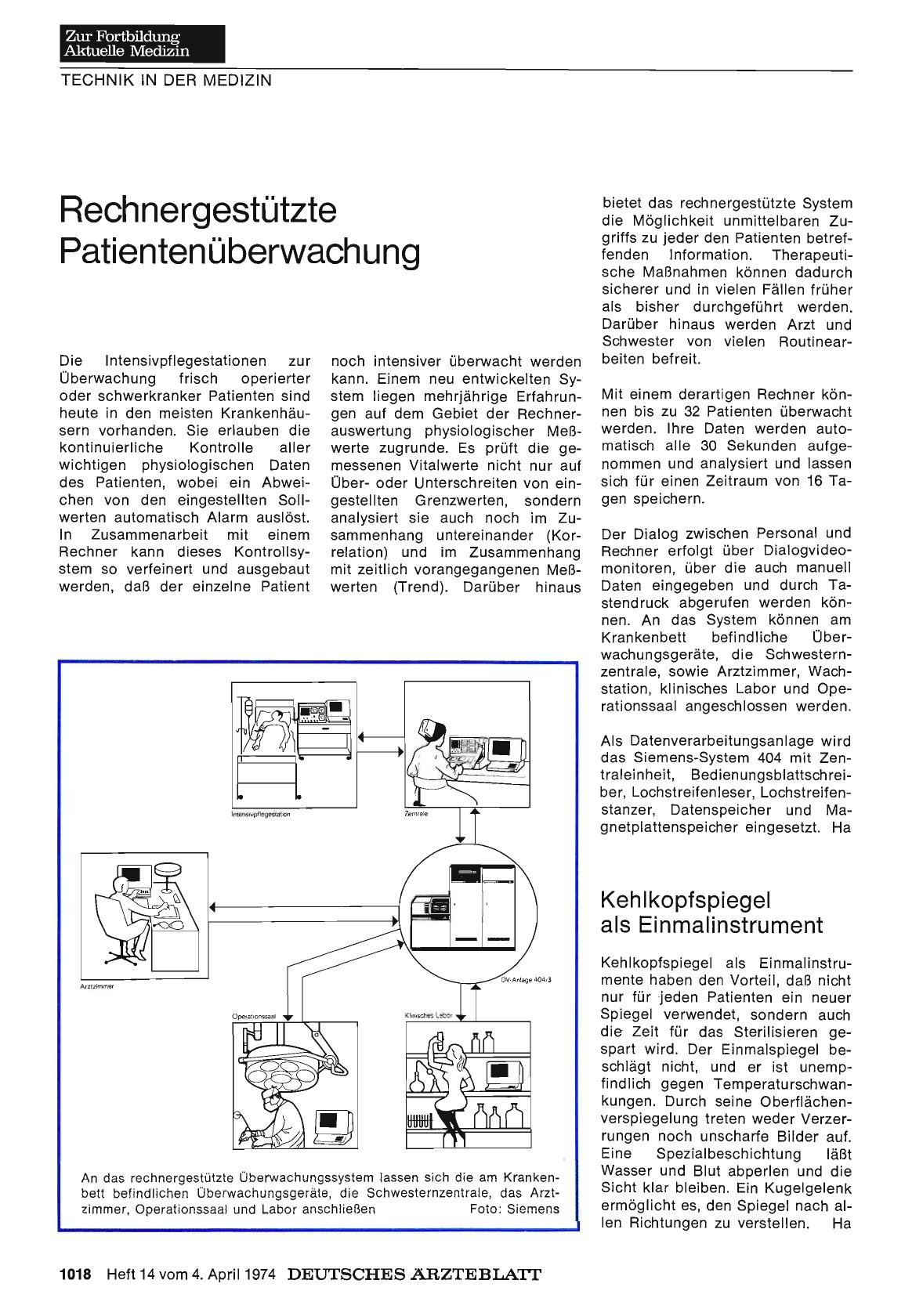 Vorschauseite 1: Rechnergestützte Patientenüberwachung