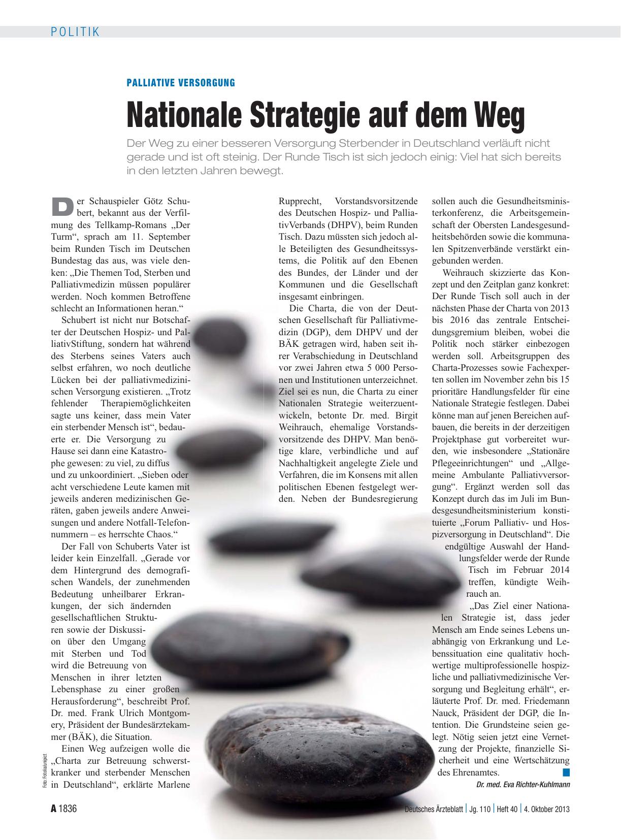 Vorschauseite 1: Palliative Versorgung: Nationale Strategie auf dem Weg