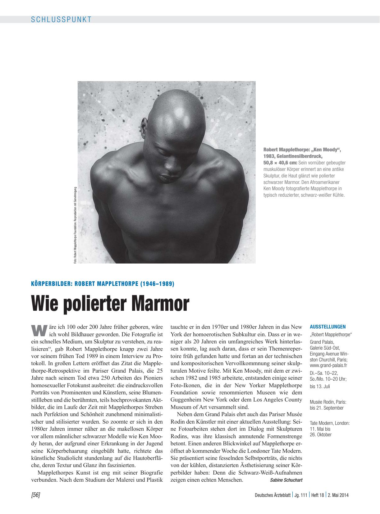 Vorschauseite 1: Körperbilder – Robert Mapplethorpe (1946 – 1989): Wie polierter Marmor
