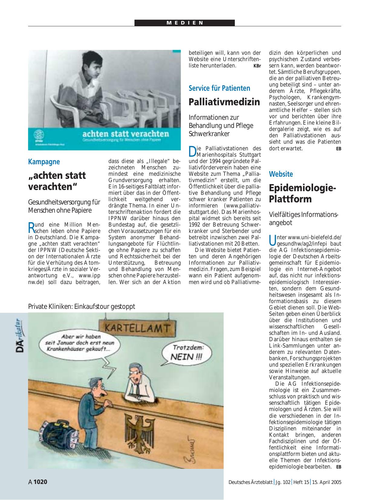 Vorschauseite 1: Website: Epidemiologie-Plattform