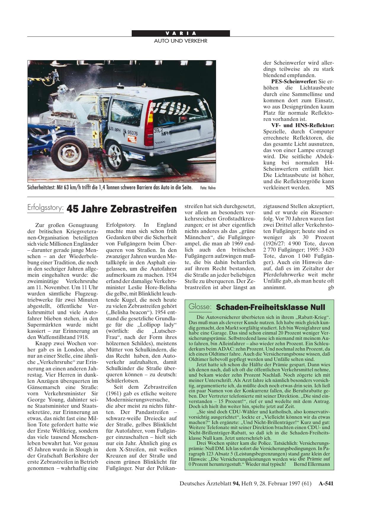Vorschauseite 1: Erfolgsstory: 45 Jahre Zebrastreifen