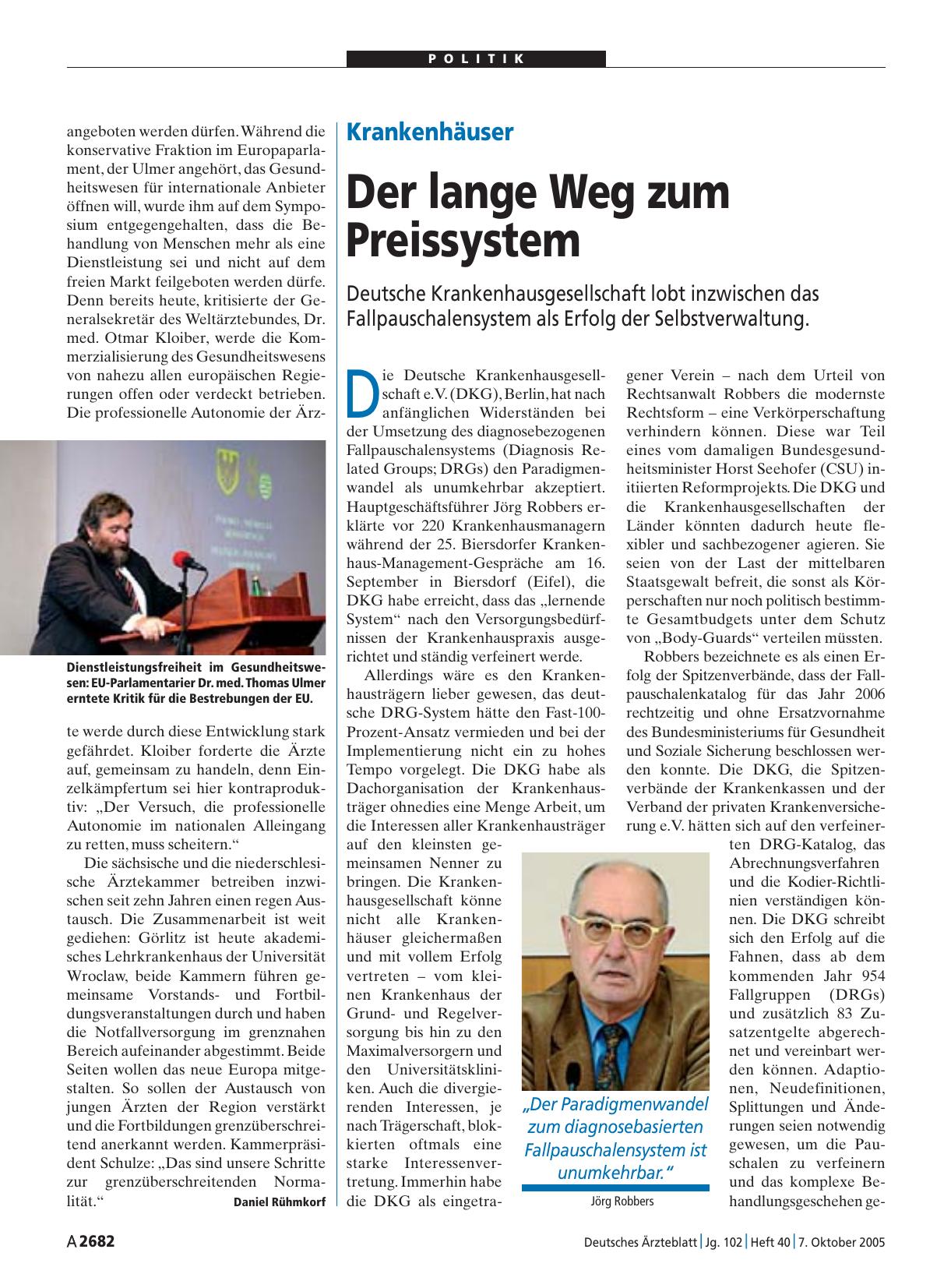 Vorschauseite 1: Krankenhäuser: Der lange Weg zum Preissystem