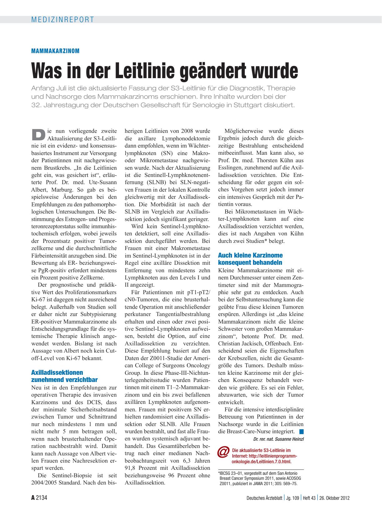 Vorschauseite 1: Mammakarzinom: Was in der Leitlinie geändert wurde