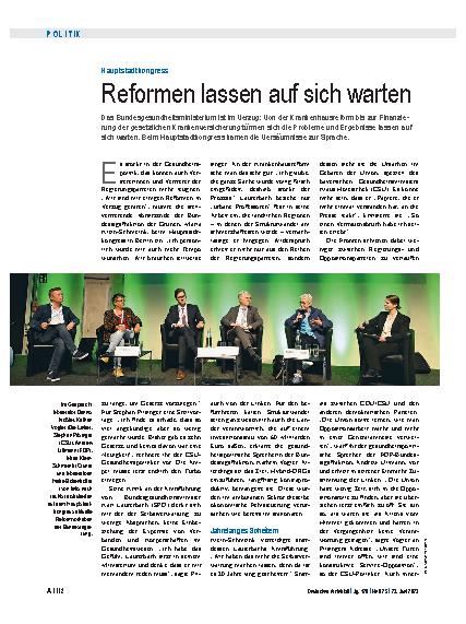 Vorschauseite 1: Hauptstadtkongress: Reformen lassen auf sich warten