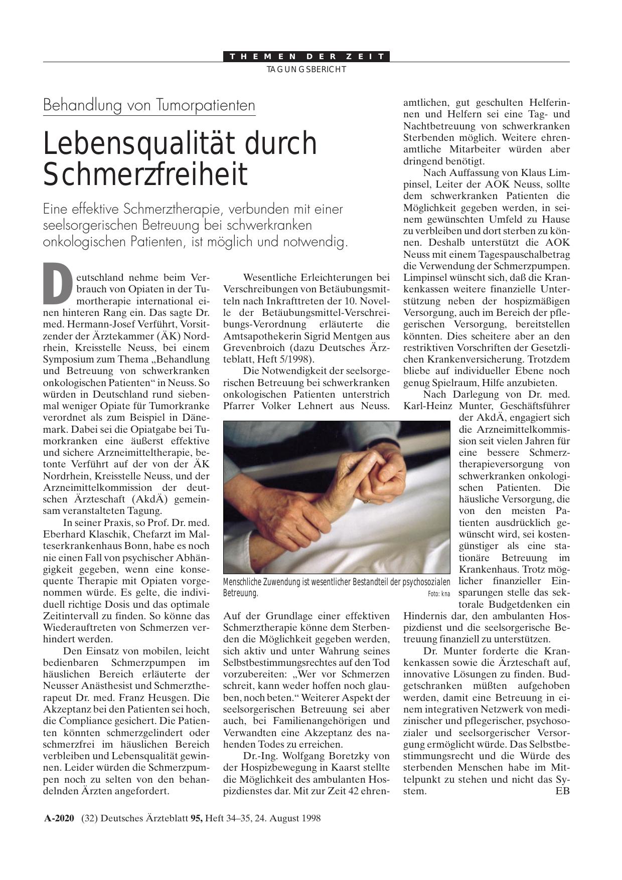 Vorschauseite 1: Behandlung von Tumorpatienten: Lebensqualität durch Schmerzfreiheit