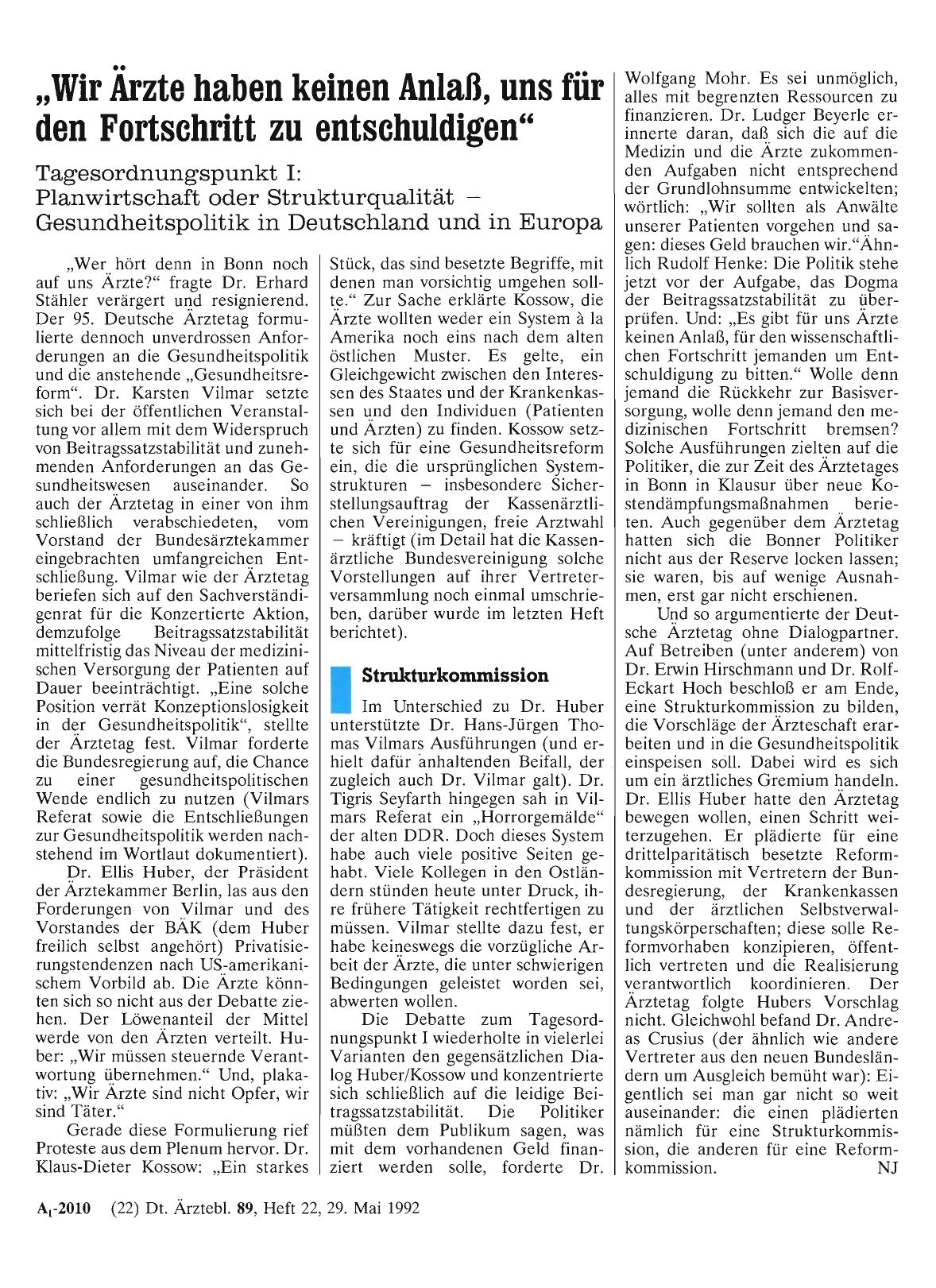 Vorschauseite 1: „Wir Ärzte haben keinen Anlaß, uns für den Fortschritt zu entschuldigen”