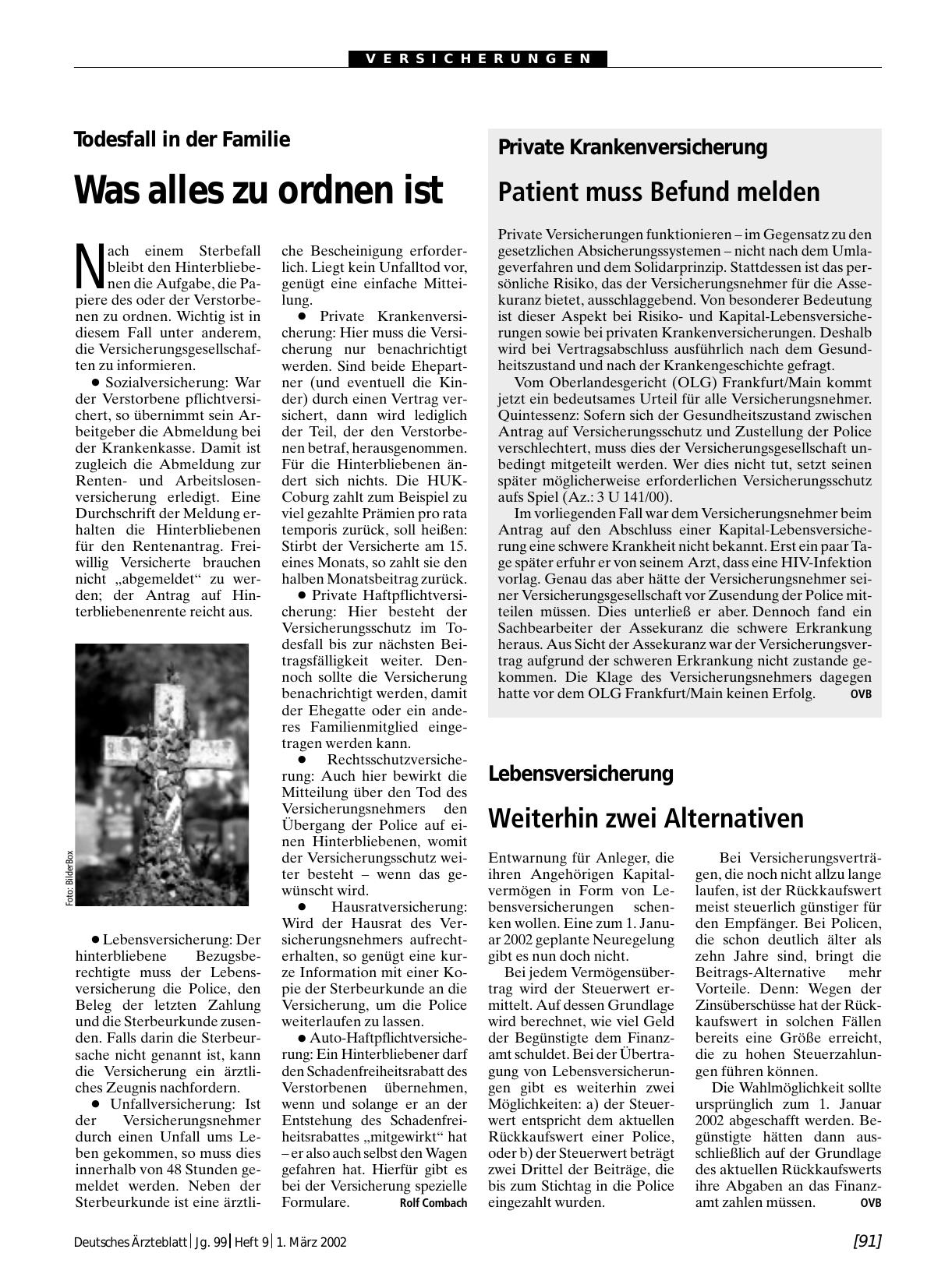 Vorschauseite 1: Private Krankenversicherung: Patient muss Befund melden