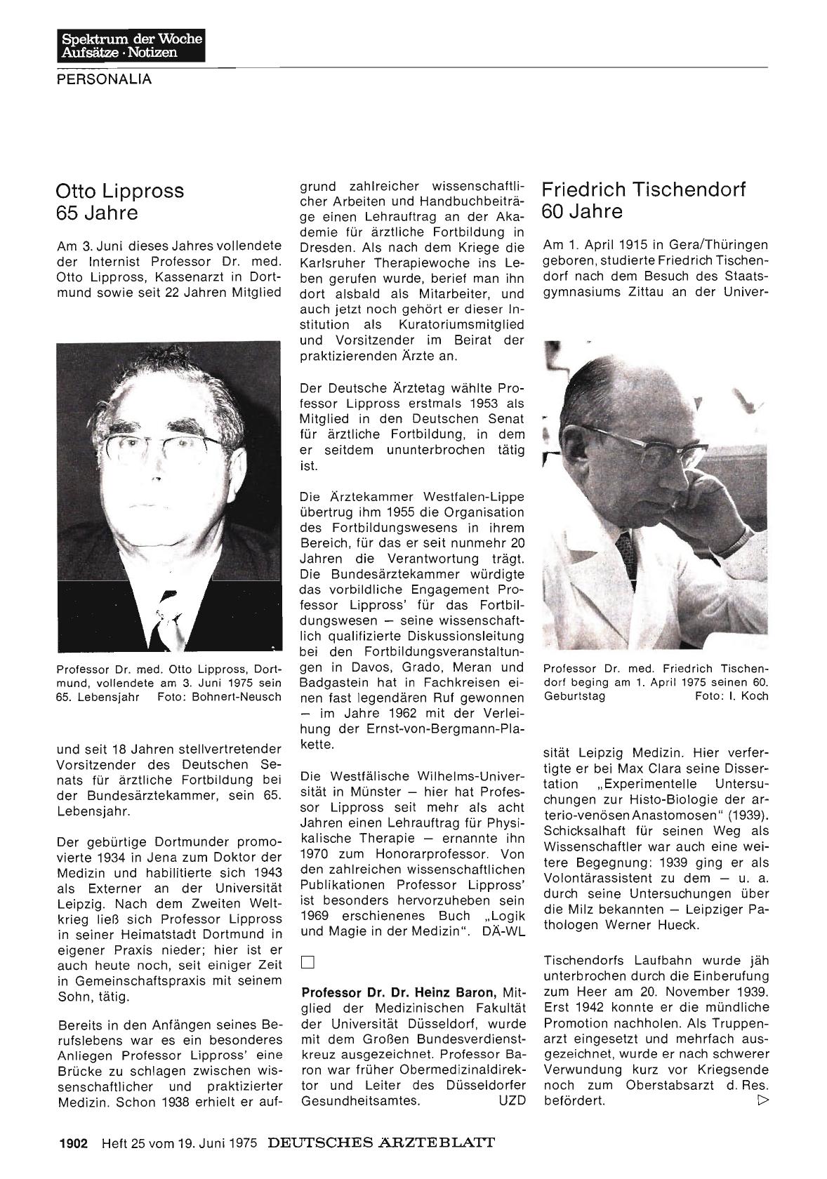Vorschauseite 1: Professor Dr. Dr. Heinz Baron