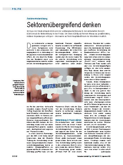 Vorschauseite 1: Ärztliche Weiterbildung: Sektorenübergreifend denken