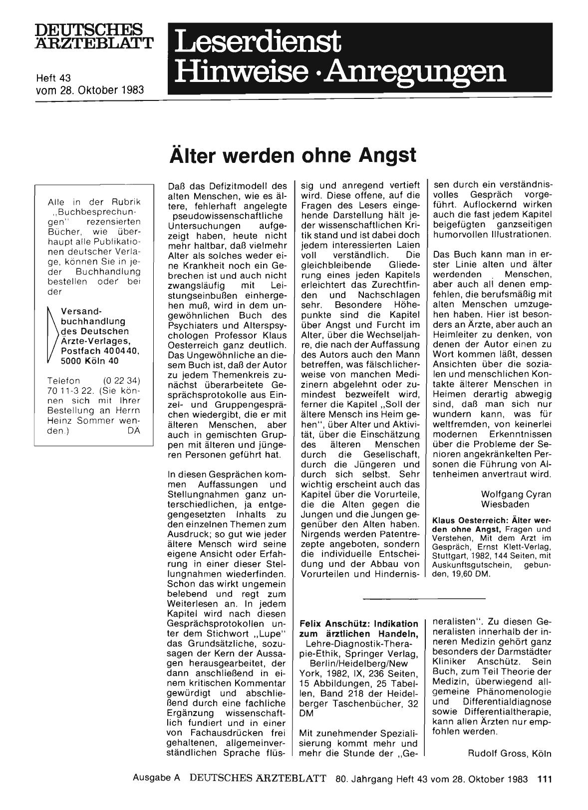 Vorschauseite 1: Älter werden ohne Angst