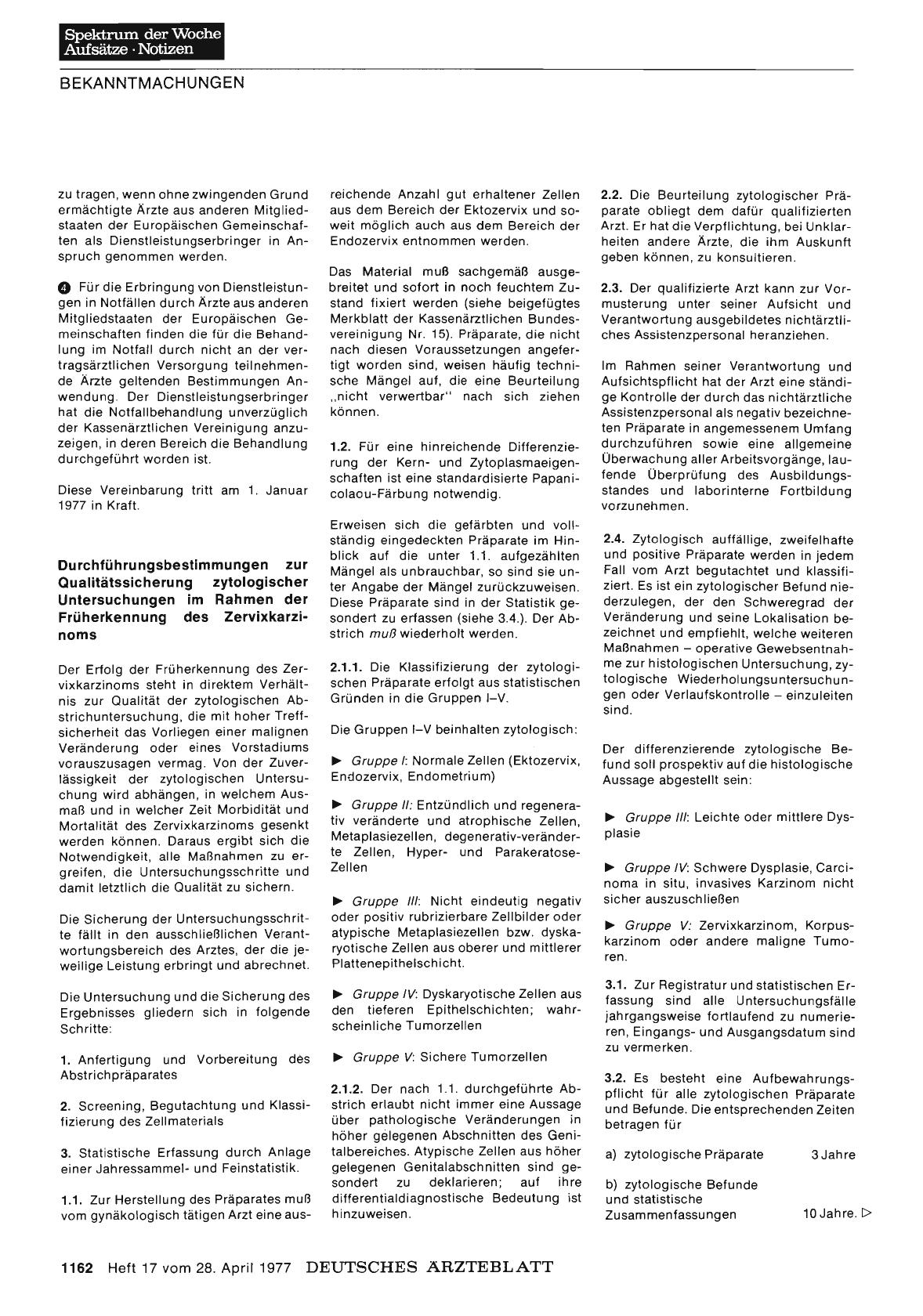 Vorschauseite 1: Kassenärztliche Bundesvereinigung: Durchführungsbestimmungen zur Qualitätssicherung zytologischer Untersuchungen im Rahmen der Früherkennung des Zervixkarzinoms