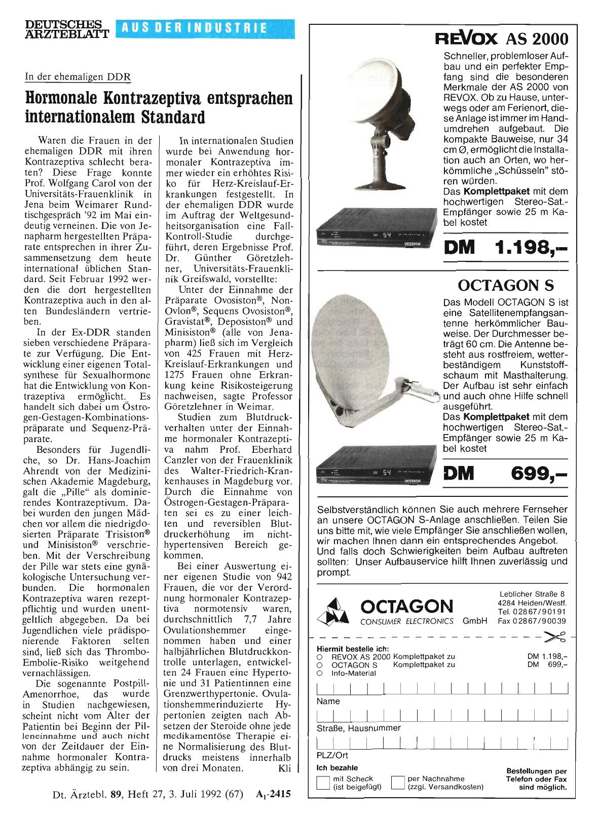 Vorschauseite 1: In der ehemaligen DDR: Hormonale Kontrazeptiva entsprachen internationalem Standard
