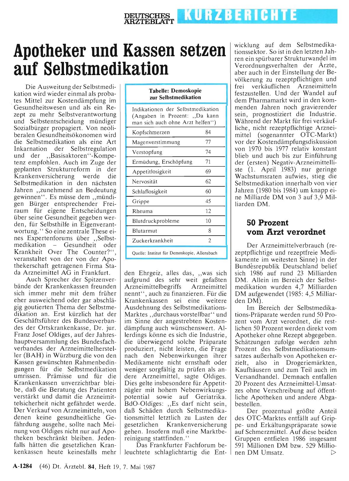 Vorschauseite 1: Apotheker und Kassen setzen auf Selbstmedikation