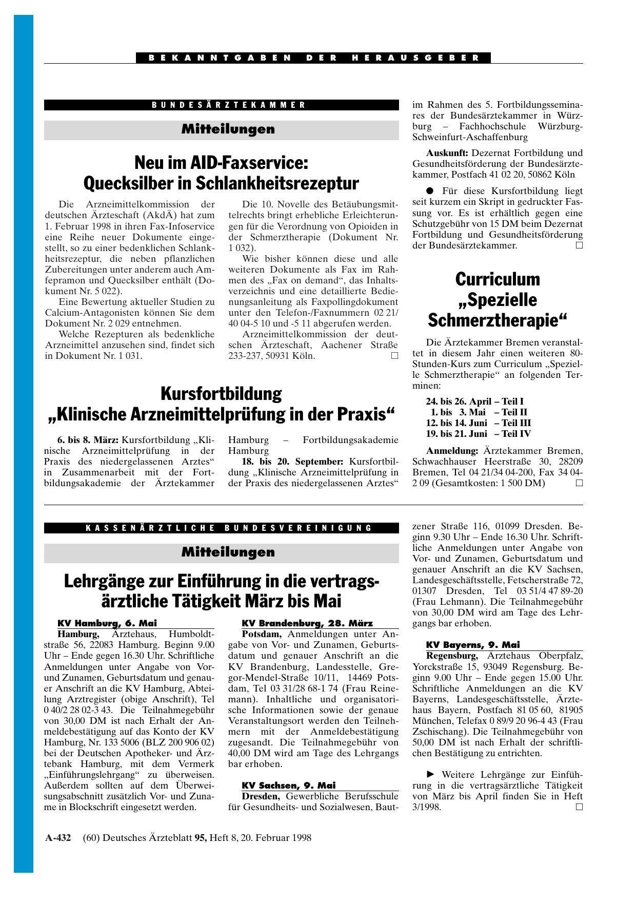 Vorschauseite 1: Neu im AID-Faxservice: Quecksilber in Schlankheitsrezeptur