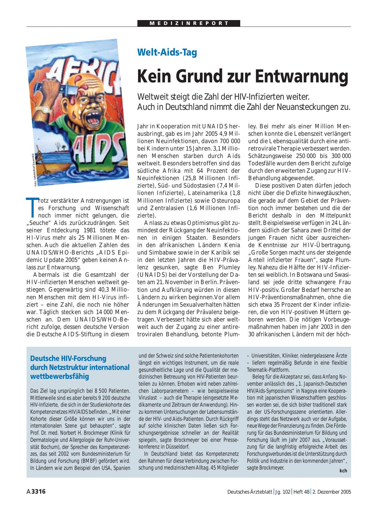 Vorschauseite 1: Welt-Aids-Tag: Kein Grund zur Entwarnung