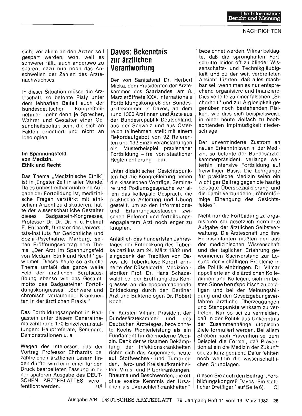 Vorschauseite 1: Davos: Bekenntnis zur ärztlichen Verantwortung