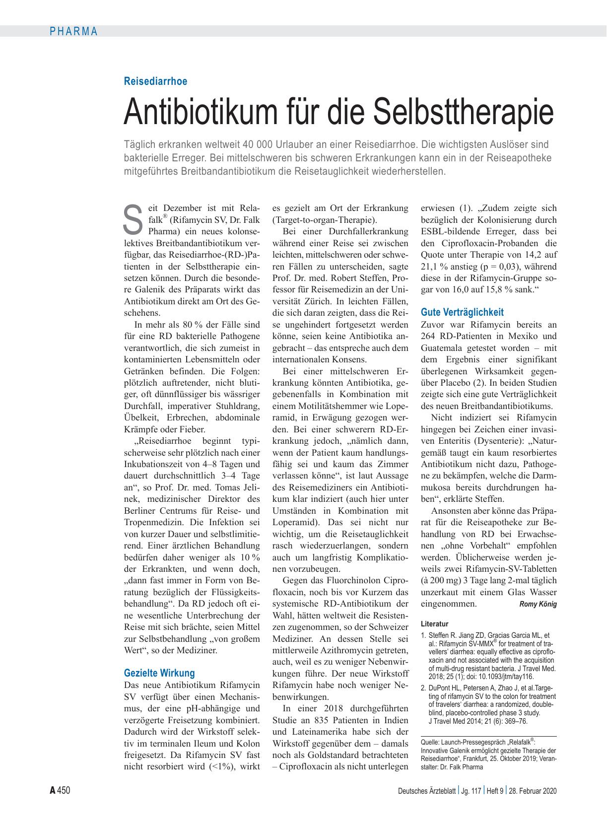 Vorschauseite 1: Reisediarrhoe: Antibiotikum für die Selbsttherapie