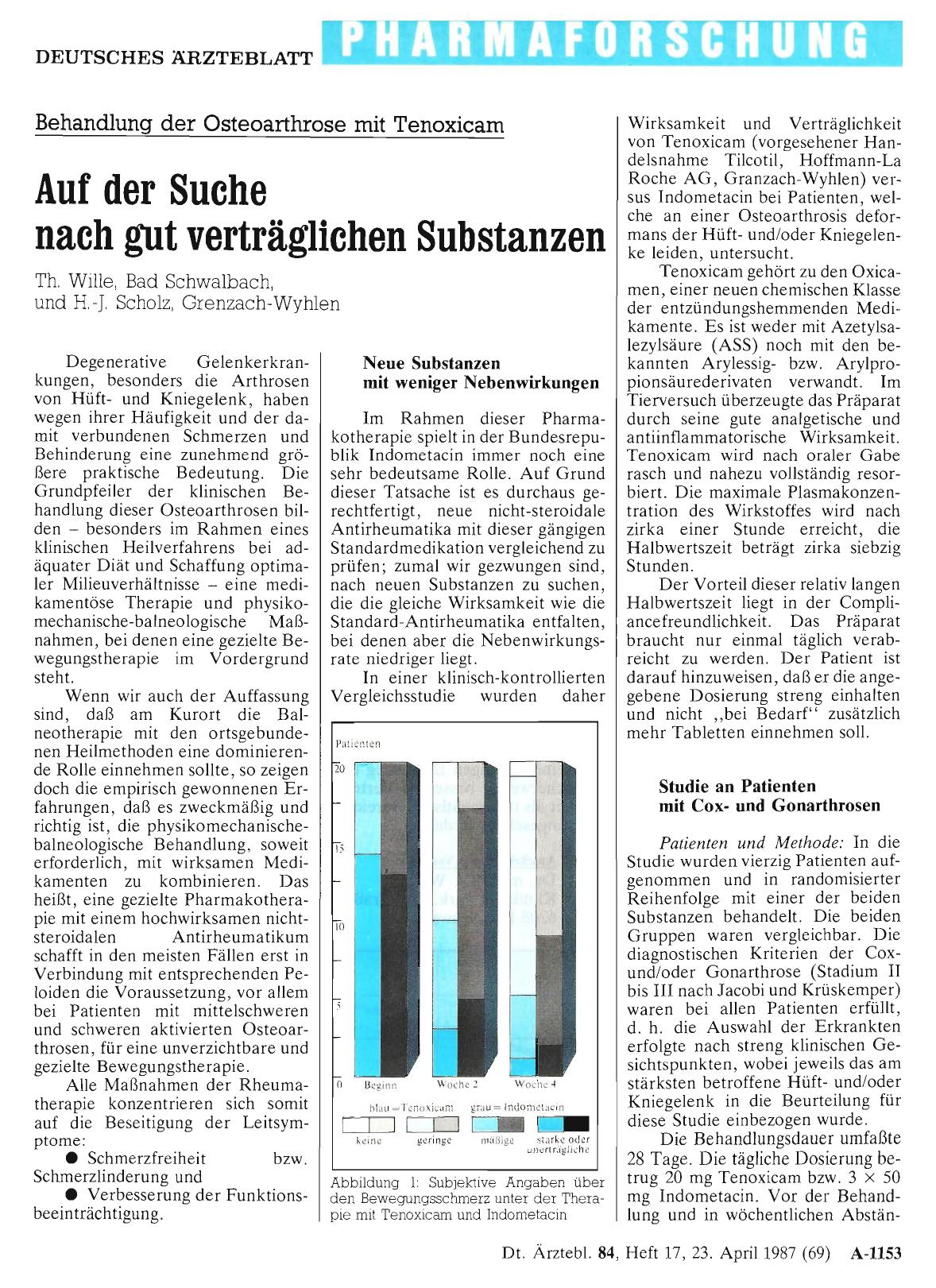 Vorschauseite 1: Behandlung der Osteoarthrose mit Tenoxicam: Auf der Suche nach gut verträglichen Substanzen