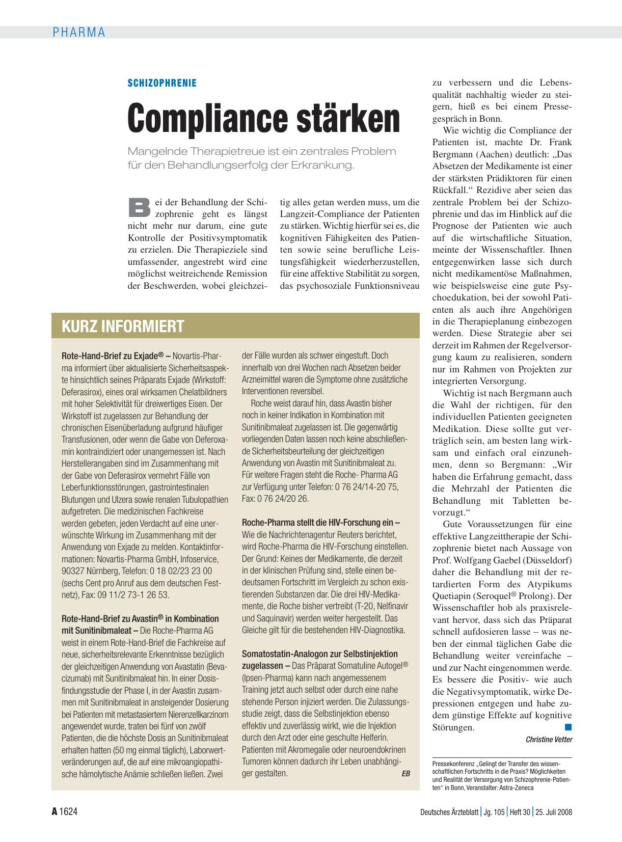 Vorschauseite 1: Schizophrenie: Compliance stärken