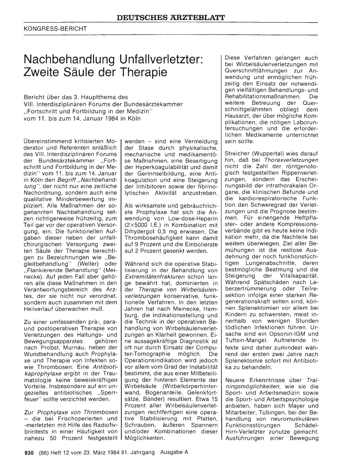 Vorschauseite 1: Nachbehandlung Unfallverletzter: Zweite Säule der Therapie