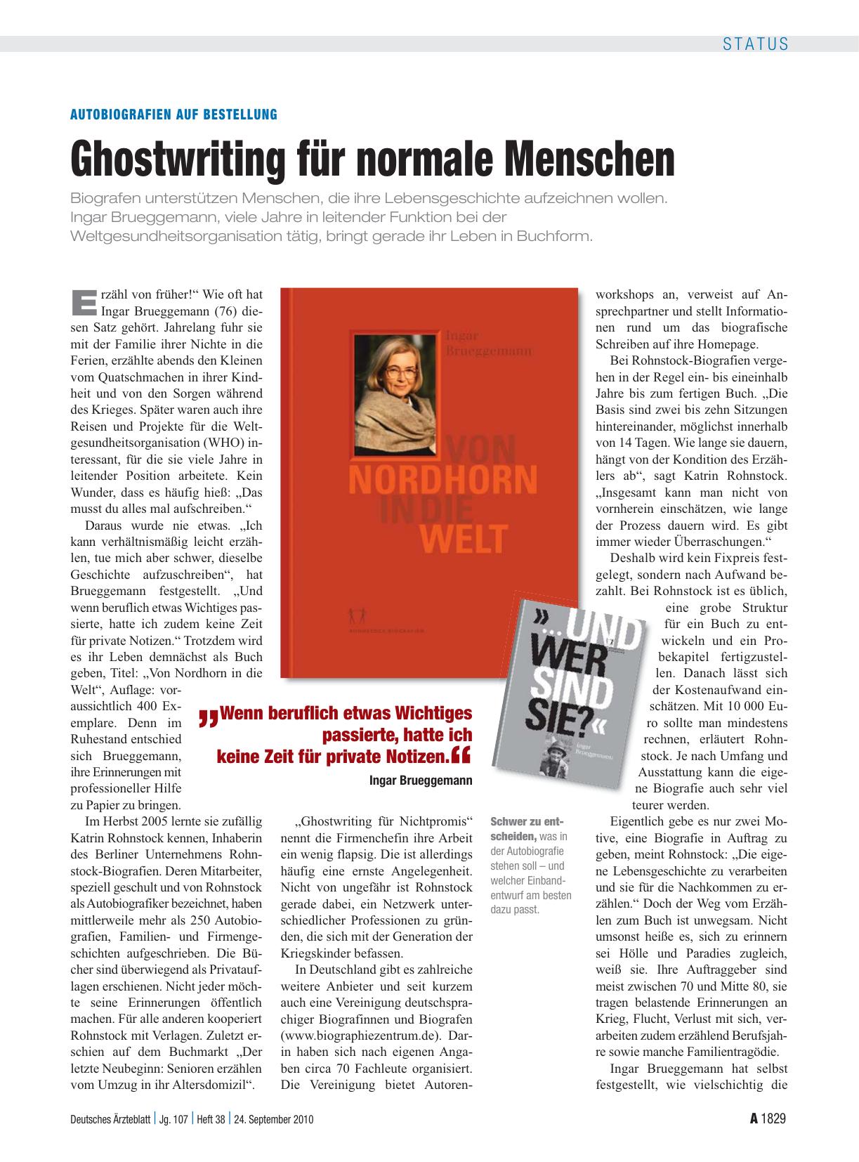 Vorschauseite 1: Autobiografien auf Bestellung: Ghostwriting für normale Menschen
