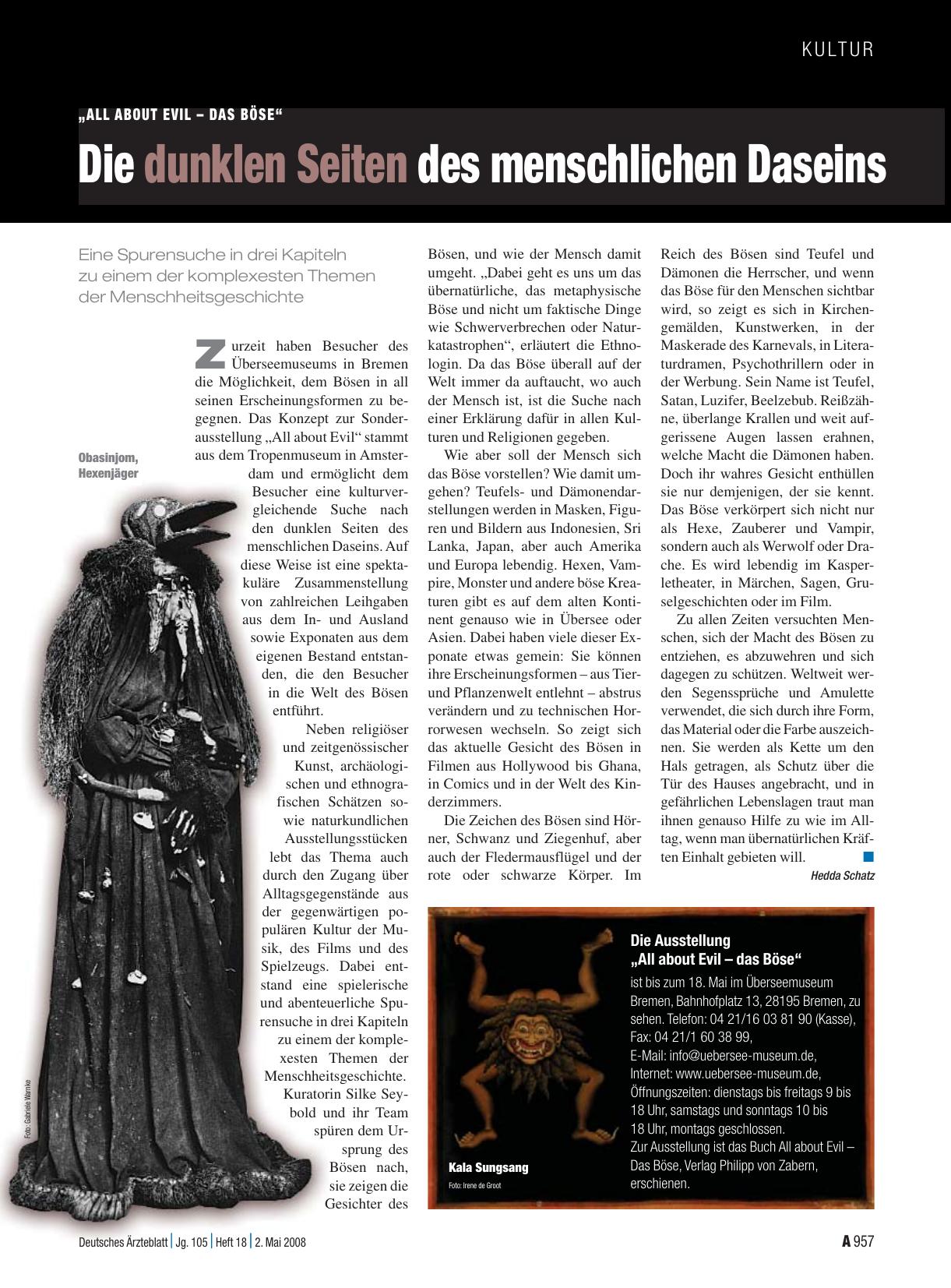 Vorschauseite 1: „All about Evil – das Böse“: Die dunklen Seiten des menschlichen Daseins