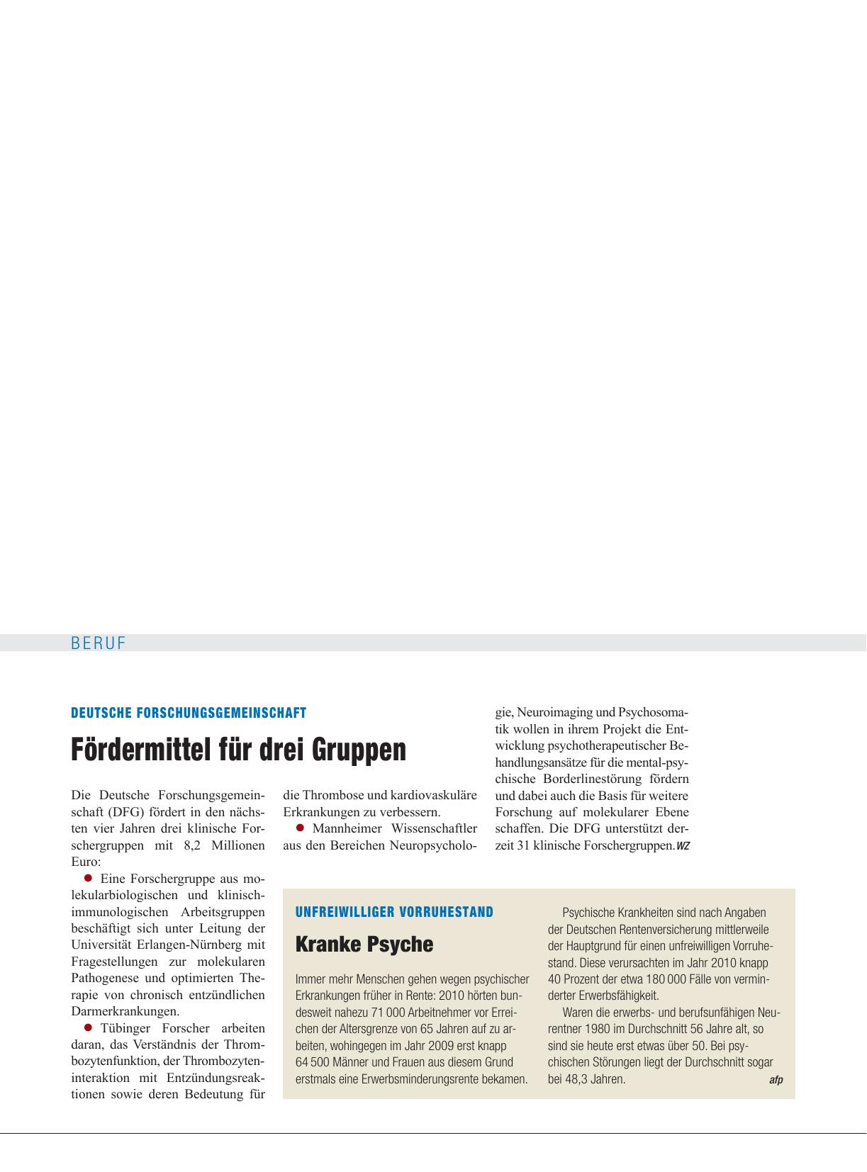 Vorschauseite 1: Deutsche Forschungsgemeinschaft: Fördermittel für drei Gruppen