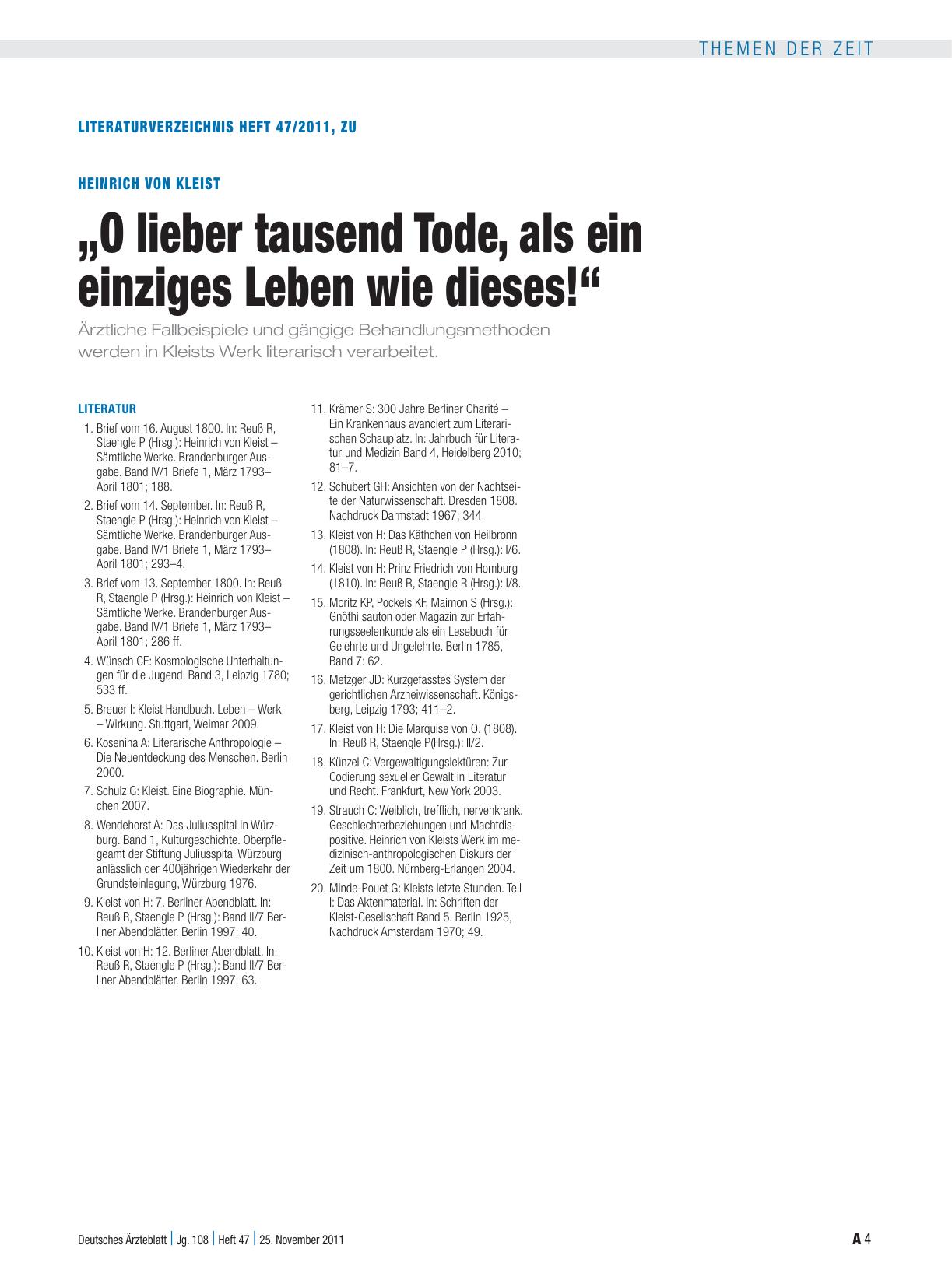 Vorschauseite 4: Heinrich von Kleist (1777–1811): „O lieber tausend Tode, als ein einziges Leben wie dieses!“
