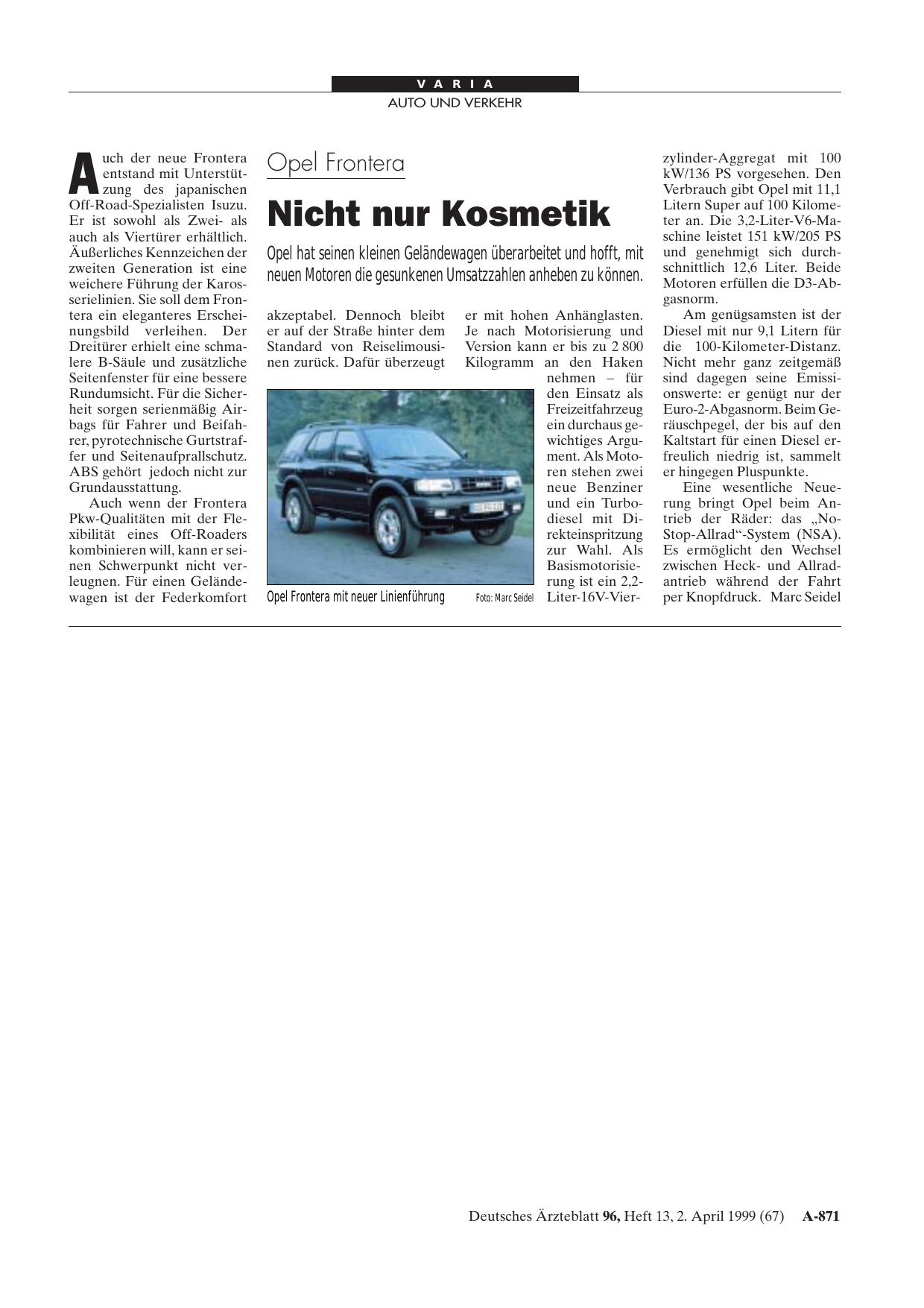 Vorschauseite 1: Opel Frontera: Nicht nur Kosmetik