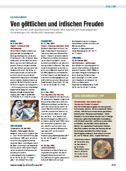 Vorschauseite 1: Kulturkalender: Von göttlichen und irdischen Freuden