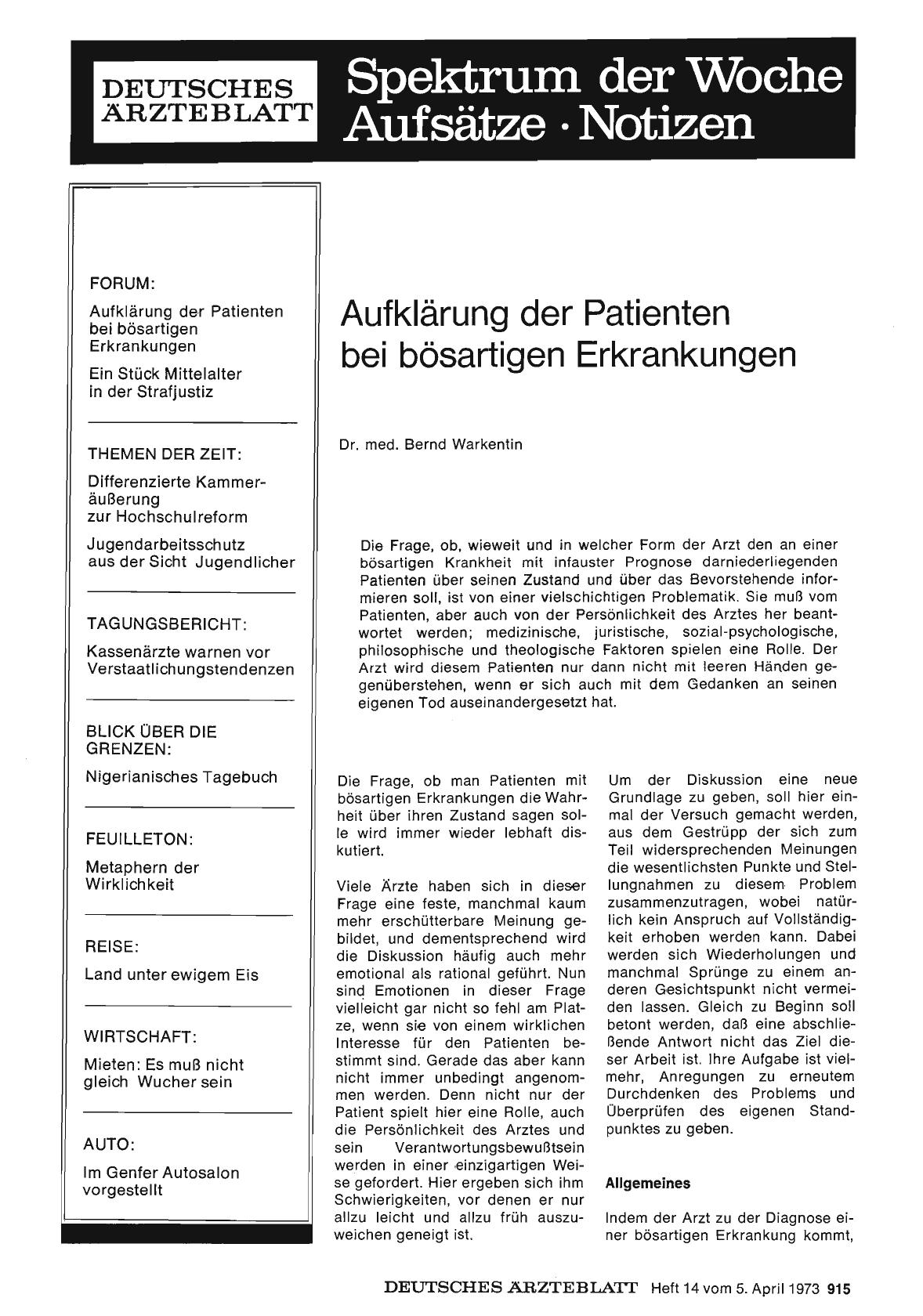 Vorschauseite 1: Aufklärung der Patienten bei bösartigen Erkrankungen