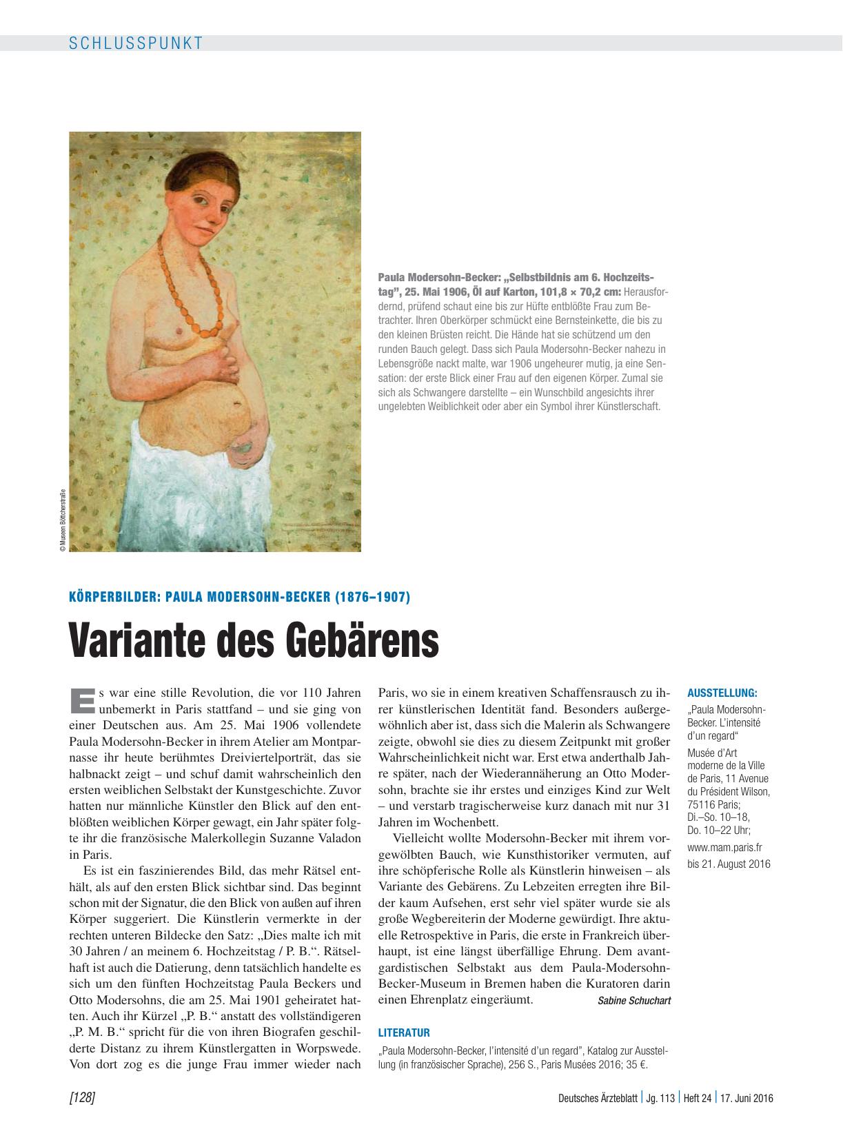 Vorschauseite 1: Körperbilder: Paula Modersohn-Becker (1876 – 1907) – Variante des Gebärens