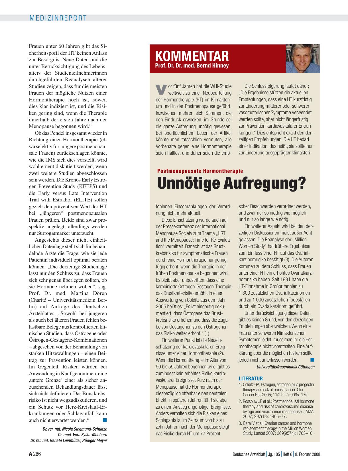 Vorschauseite 1: Postmenopausale Hormontherapie: Unnötige Aufregung?