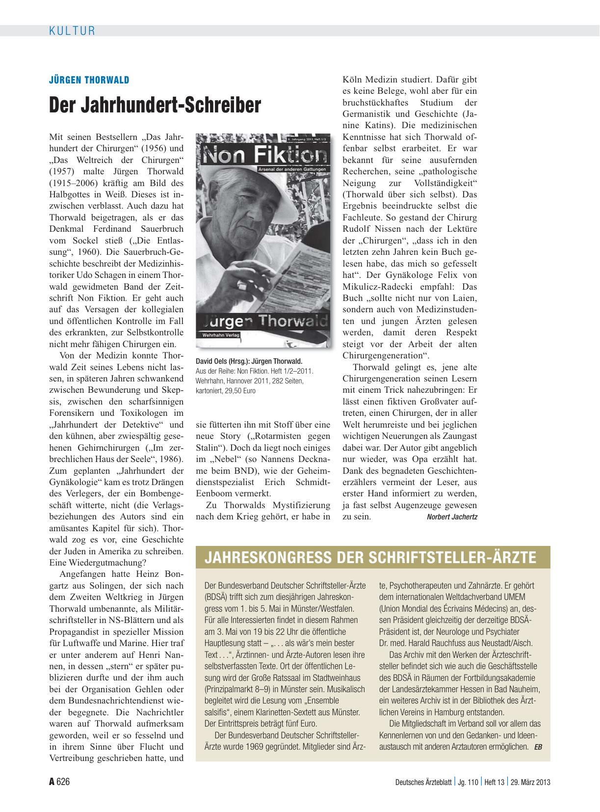 Vorschauseite 1: Jahreskongress der Schriftsteller-Ärzte
