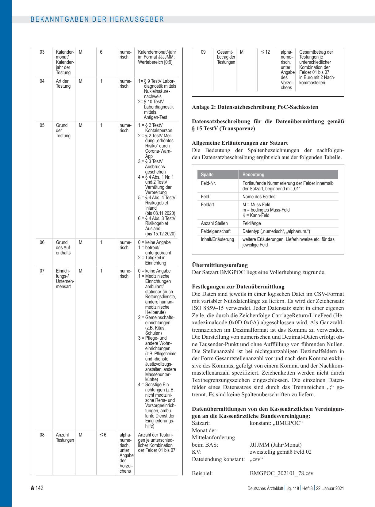 Vorschauseite 4: Vorgaben der Kassenärztlichen Bundesvereinigung über die Erfüllung der Pflichten der Kassenärztlichen Vereinigungen gemäß § 7 Absatz 6 der Verordnung zum Anspruch auf Testung in B…