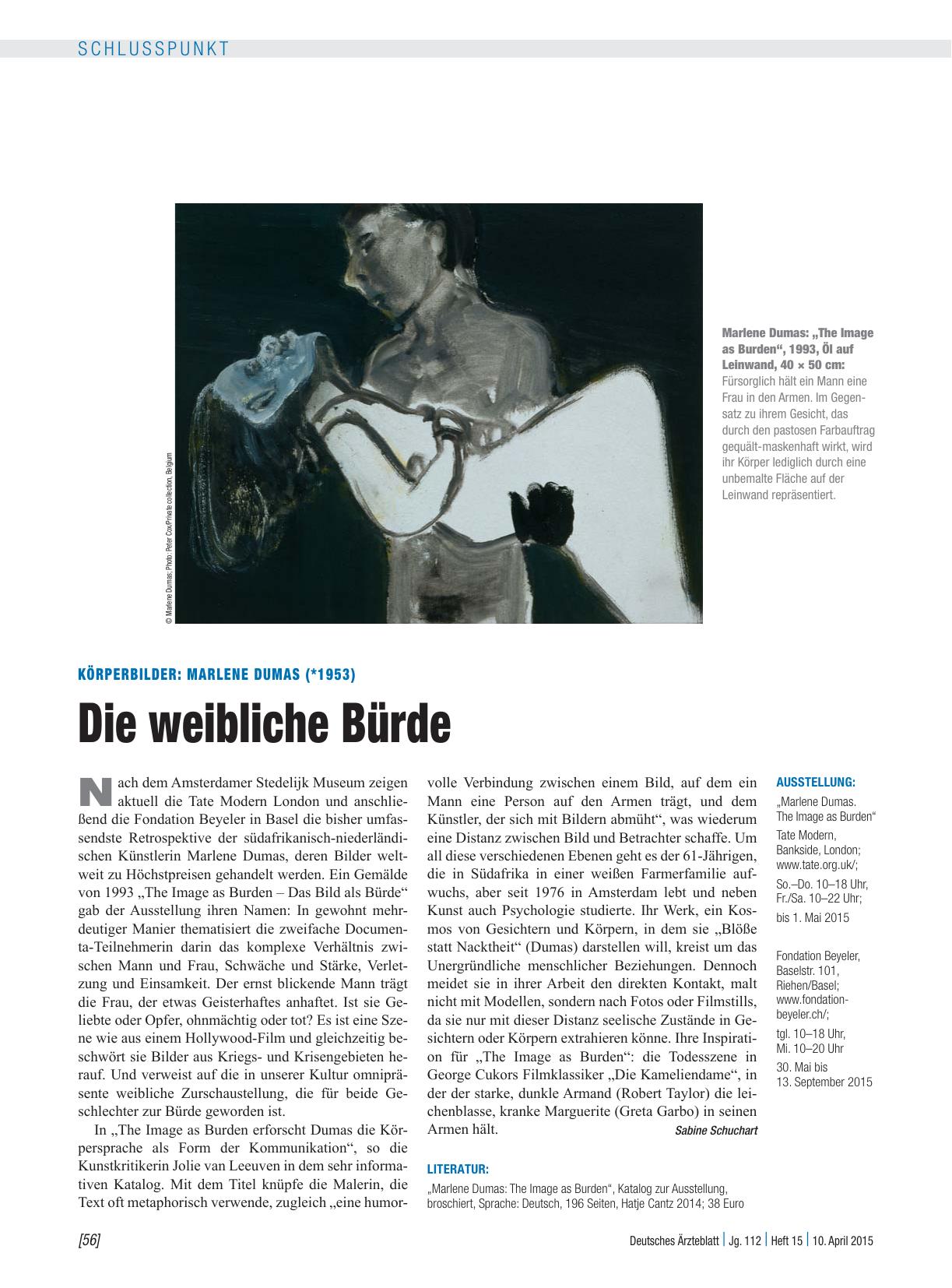 Vorschauseite 1: Körperbilder: Marlene Dumas (*1953) – Die weibliche Bürde