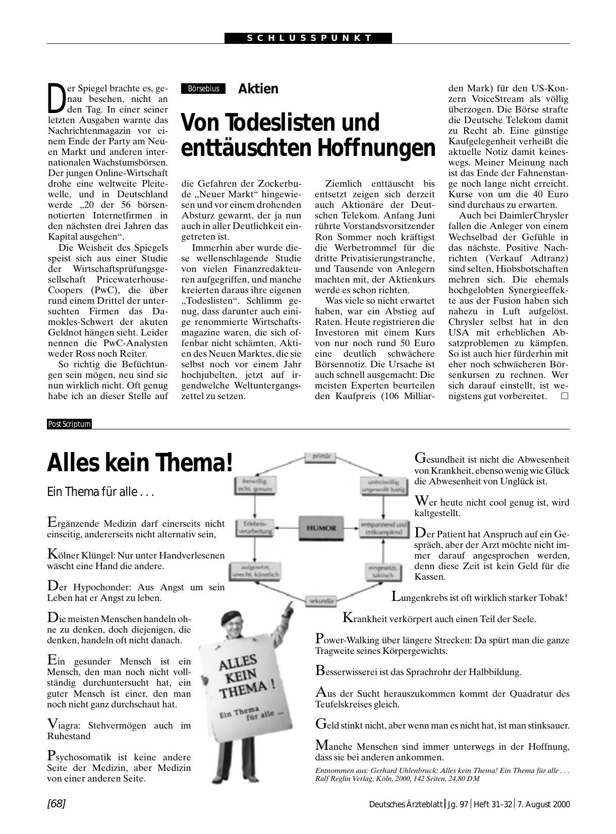 Vorschauseite 1: Aktien: Von Todeslisten und enttäuschten Hoffnungen