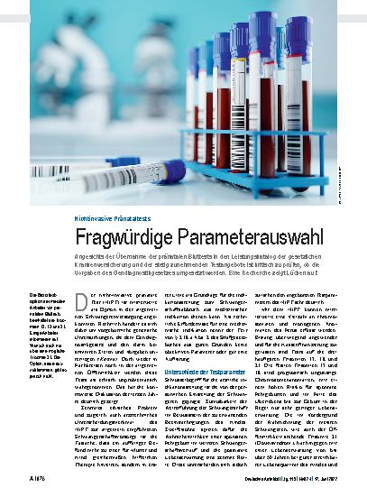 Vorschauseite 1: Nichtinvasive Pränataltests: Fragwürdige Parameterauswahl