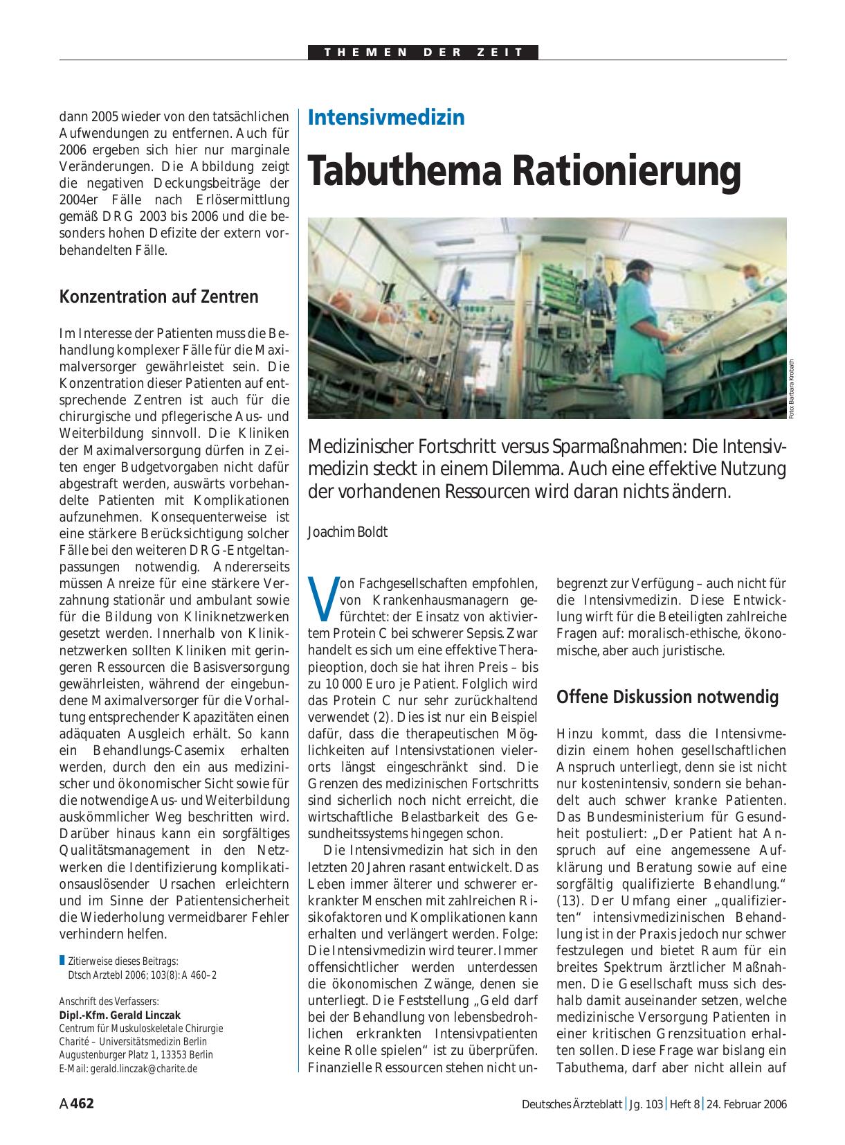 Vorschauseite 1: Intensivmedizin: Tabuthema Rationierung