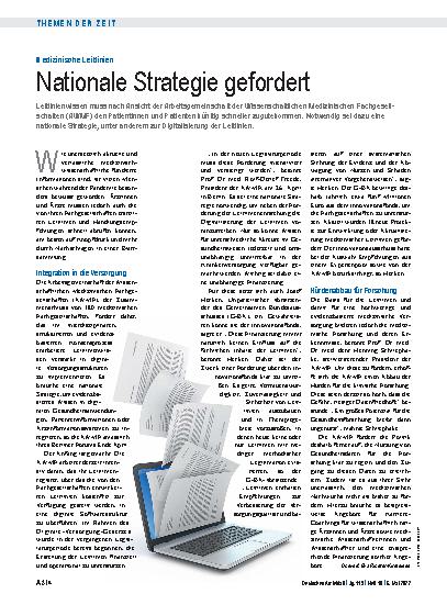 Vorschauseite 1: Medizinische Leitlinien: Nationale Strategie gefordert
