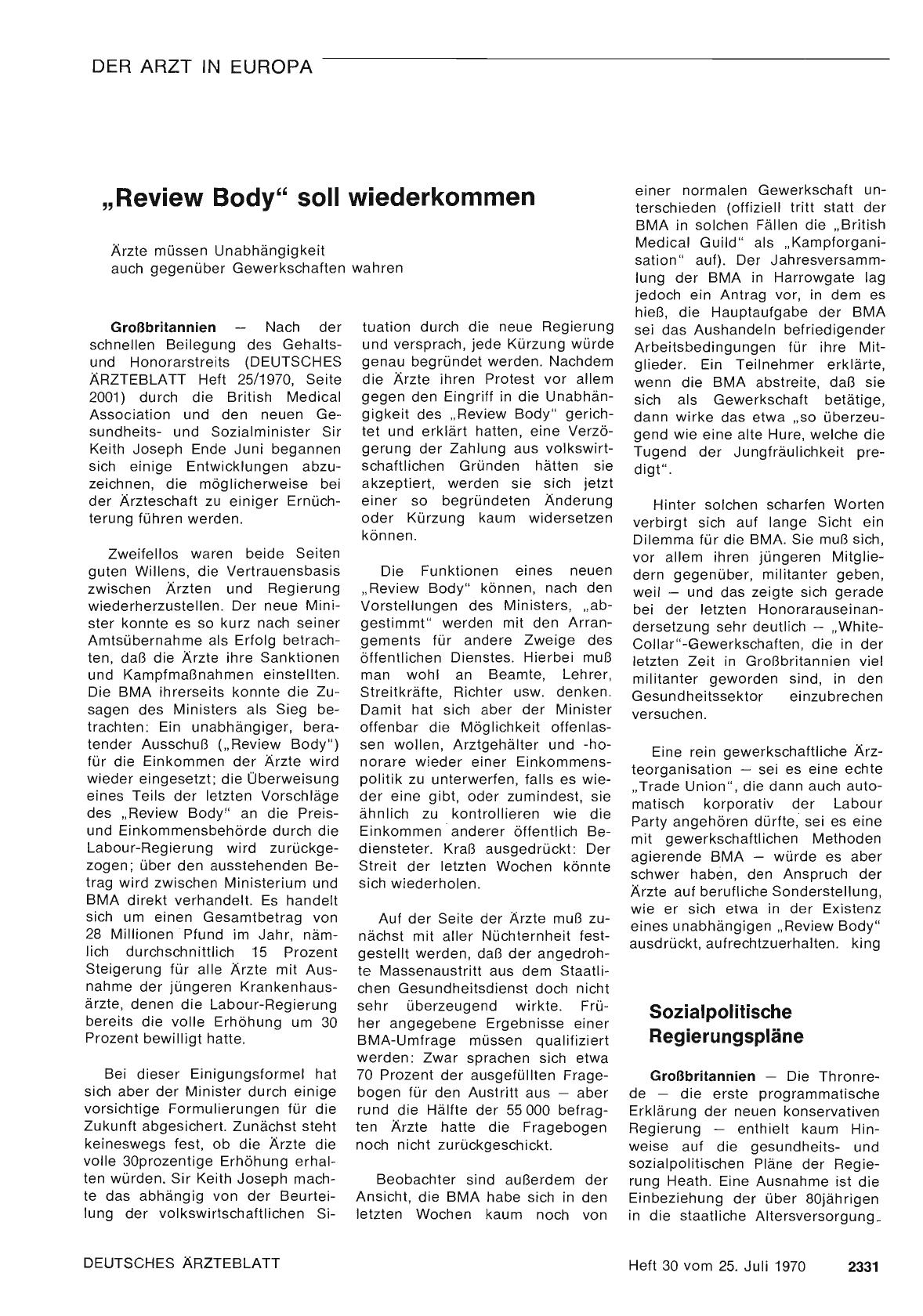 Vorschauseite 1: „Review Body" soll wiederkommen