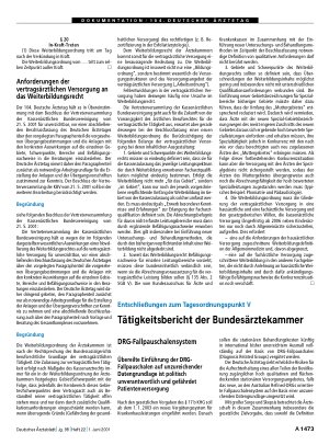 Vorschauseite 1: Entschließungen zum Tagesordnungspunkt V: Tätigkeitsbericht der Bundesärztekammer