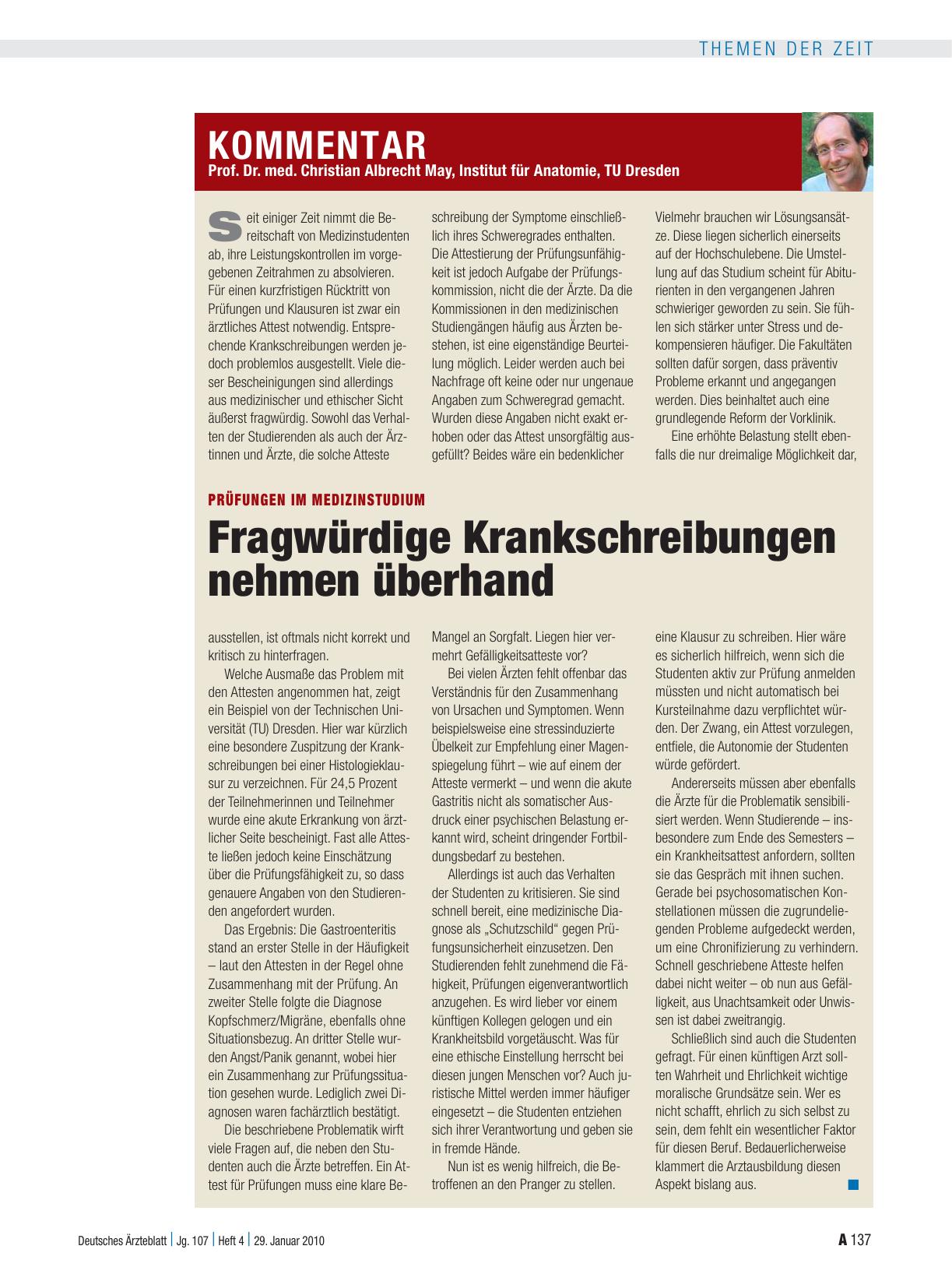 Vorschauseite 1: Prüfungen im Medizinstudium: Fragwürdige Krankschreibungen nehmen überhand