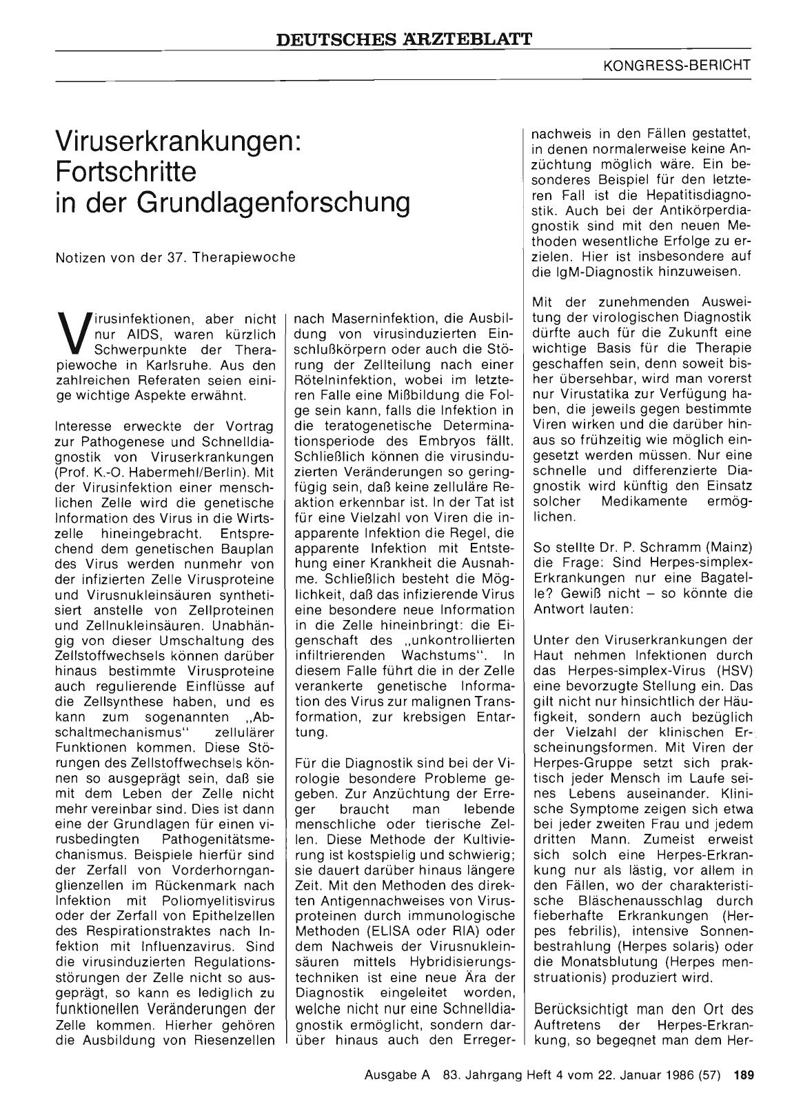 Vorschauseite 1: Viruserkrankungen: Fortschritte in der Grundlagenforschung